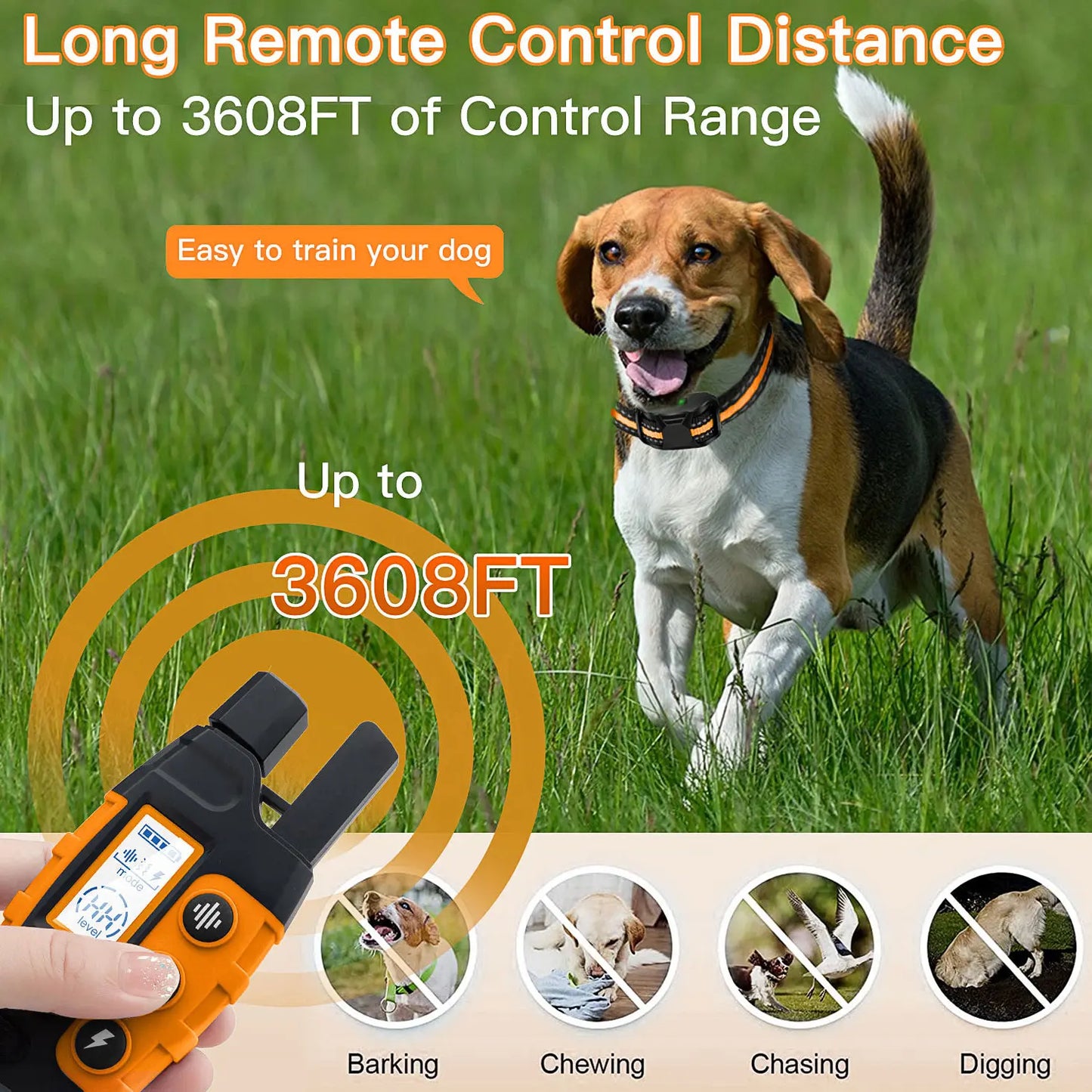 Professional Dog Training Collars with Remote Control, 3300Ft Range, Adjustable Nylon Strap, Multiple Training Modes (Beep, Vibration, Safe Shock), Rechargeable and Waterproof, Suitable for Dogs Weighing 5-150 lbs