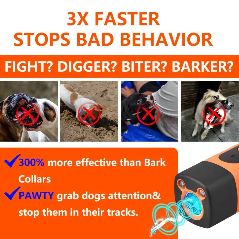 Rechargeable Sonic Dog Bark Deterrent - 25kHz Frequency Transmitter for Safe Anti-Bark Training, 50ft Range, Indoor/Outdoor Use