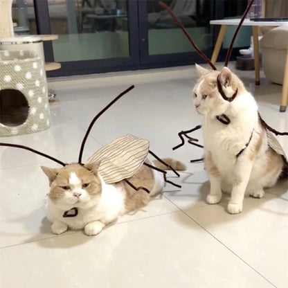 Realistic Cockroach Cat Costume with Detachable Wings - Humorous Cat Outfit for Cosplay and Dress-Up DIY Kit