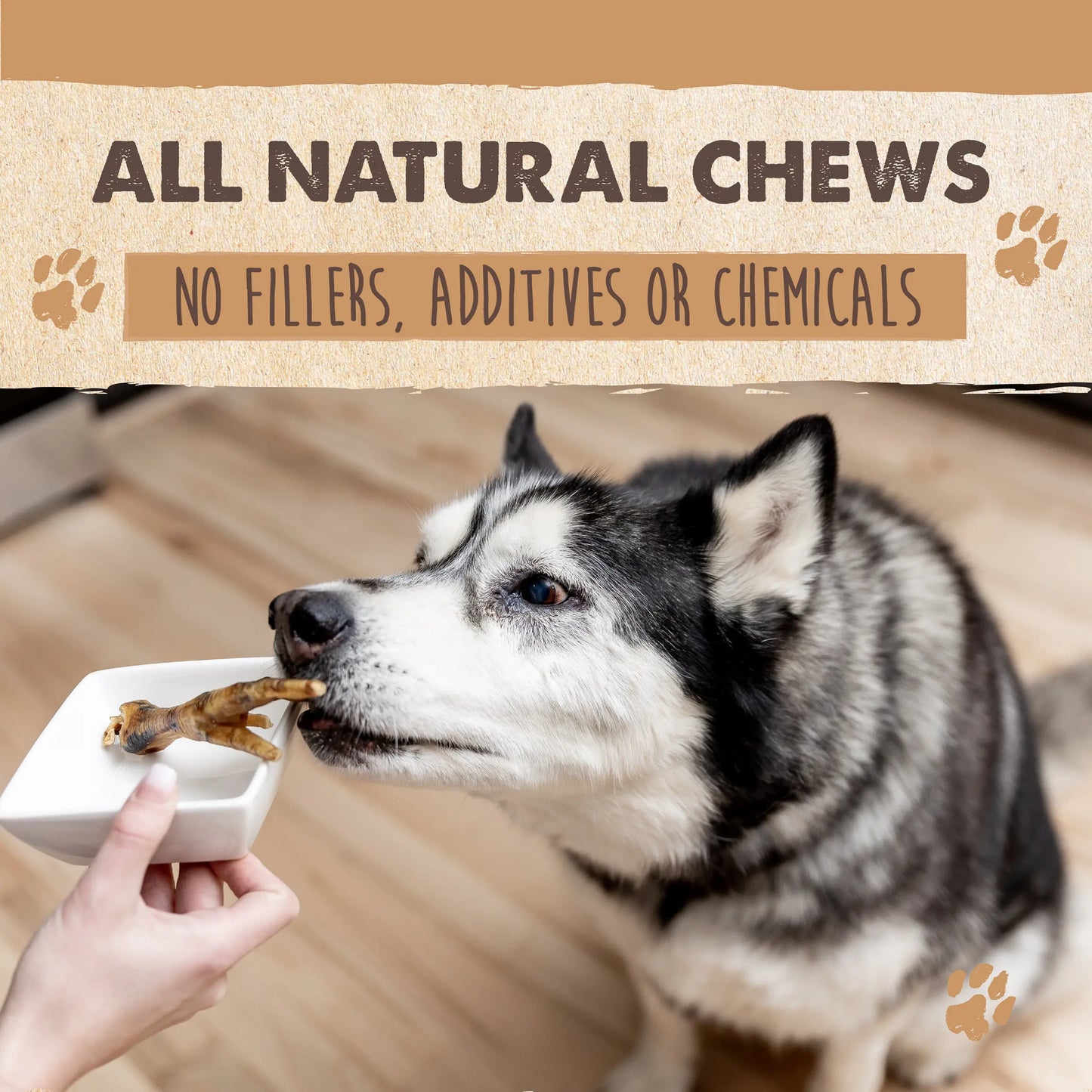 Mighty Paw Naturals All-Natural Chicken Feet Dog Chews - Crunchy, Protein-Dense, Grain-Free Treats for Joint Health