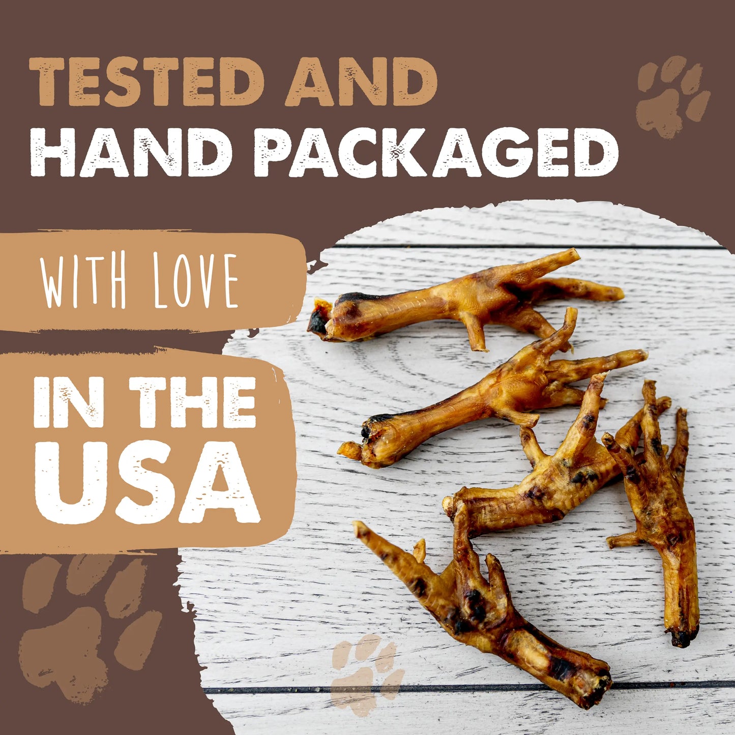 Mighty Paw Naturals All-Natural Chicken Feet Dog Chews - Crunchy, Protein-Dense, Grain-Free Treats for Joint Health