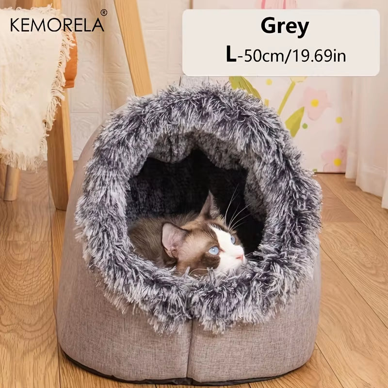 Premium Portable Cat Bed - Luxurious and Insulated Sleeping Solution with Convenient Carry Handle