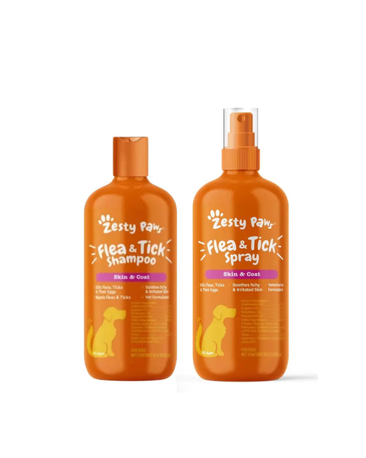Fresh Start Pet Wash and Protect - 16 oz Shampoo and 16 oz Flea and Tick Spray Set