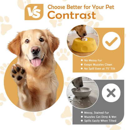 Pawpace Multi-Purpose Dog Bowl - Slow Feeder and Lick Bowl with Ball for Oral Hygiene, Featuring 8 Suction Cups for Mess-Free Liquid Treat Enrichment