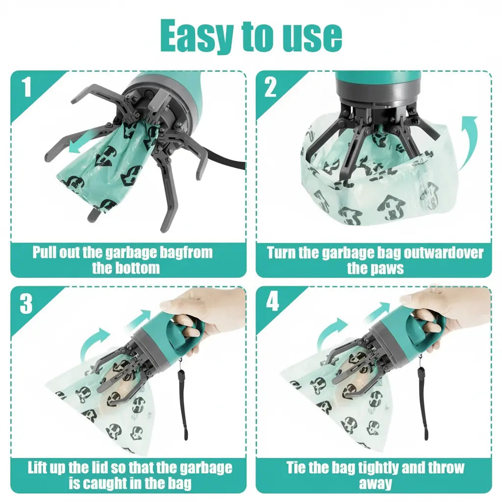 UFORU Portable Pet Waste Scooper with 6 Dog Waste Bags and Dispenser - Compact Outdoor Essential for Pet Care