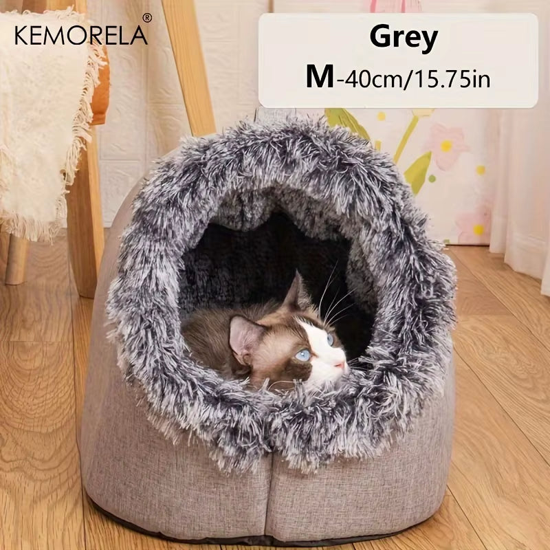 Premium Portable Cat Bed - Luxurious and Insulated Sleeping Solution with Convenient Carry Handle