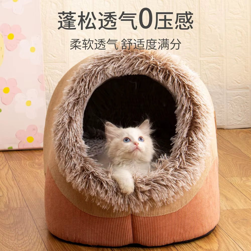 Self-Heating Winter Dog Bed and Comfortable Cat Sleeping Tent for Small to Medium Pets