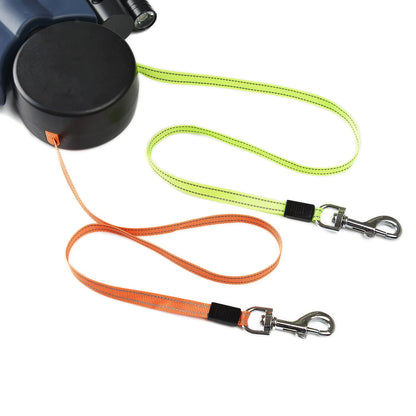 3M Reflective Retractable Dog Leash for Small Breeds with 360° Swivel, Tangle-Free Dual Walking Capability and Integrated Lighting System