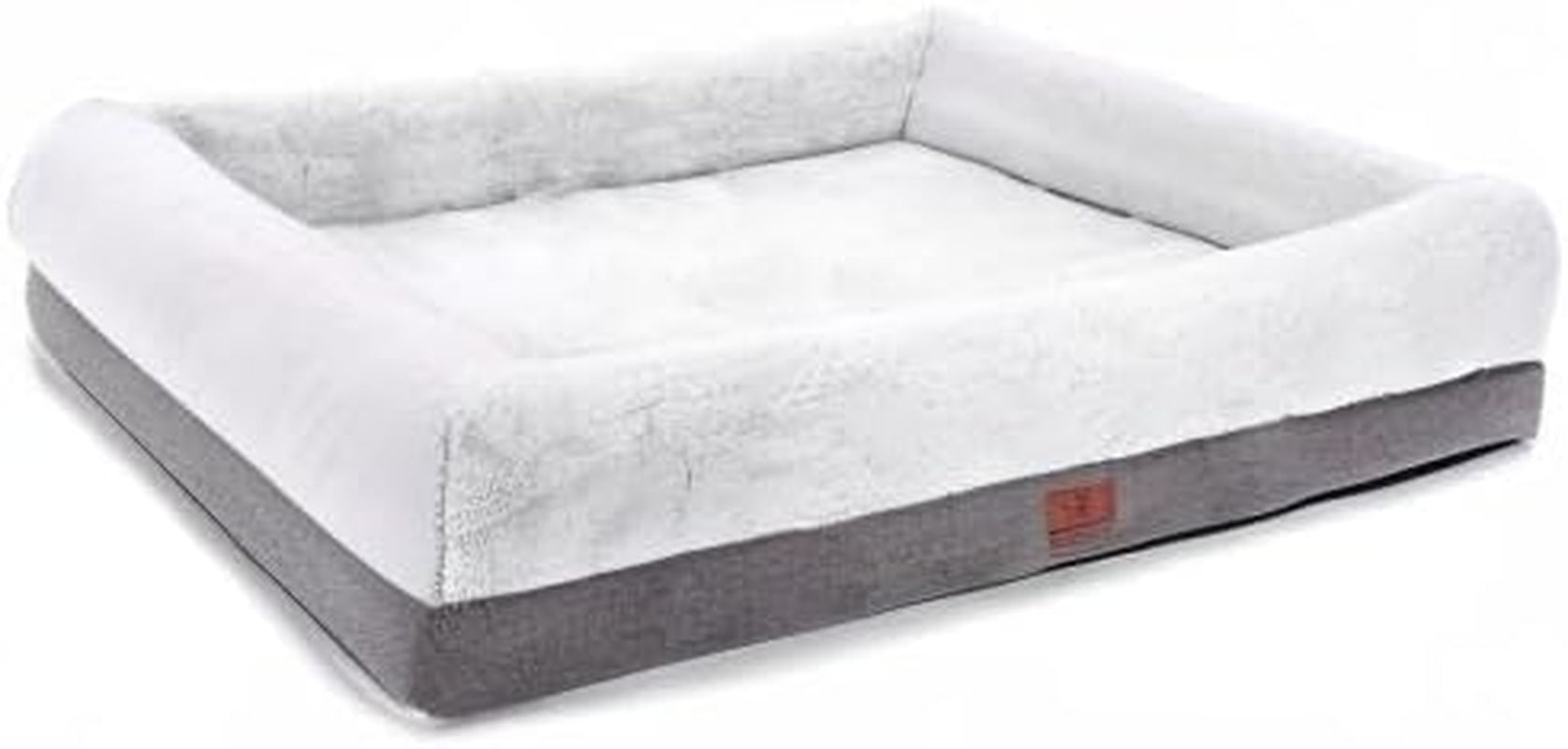 Extra Large Orthopedic Dog Bed with Bolster Sides, Removable and Washable Cover, Non-Slip Base, and Egg Foam Cushion, 46 x 30 Inches, Gray
