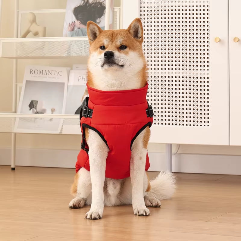 Premium Waterproof Winter Dog Jacket with Integrated Harness for Large Breeds, Ideal for Labradors, Chihuahuas, and French Bulldogs