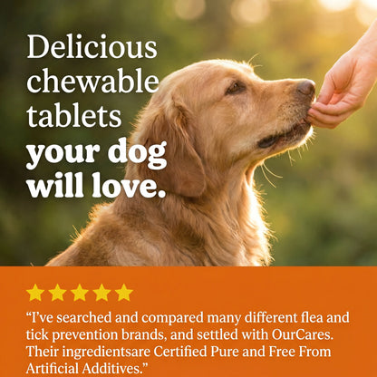 OURCARES Natural Chicken Flavor Bites Prevention Chews for Dogs - 120 Count, Plant-Based with Probiotics, Coconut Oil, and Flaxseed for All Breeds - New and Old Packaging, Random Delivery