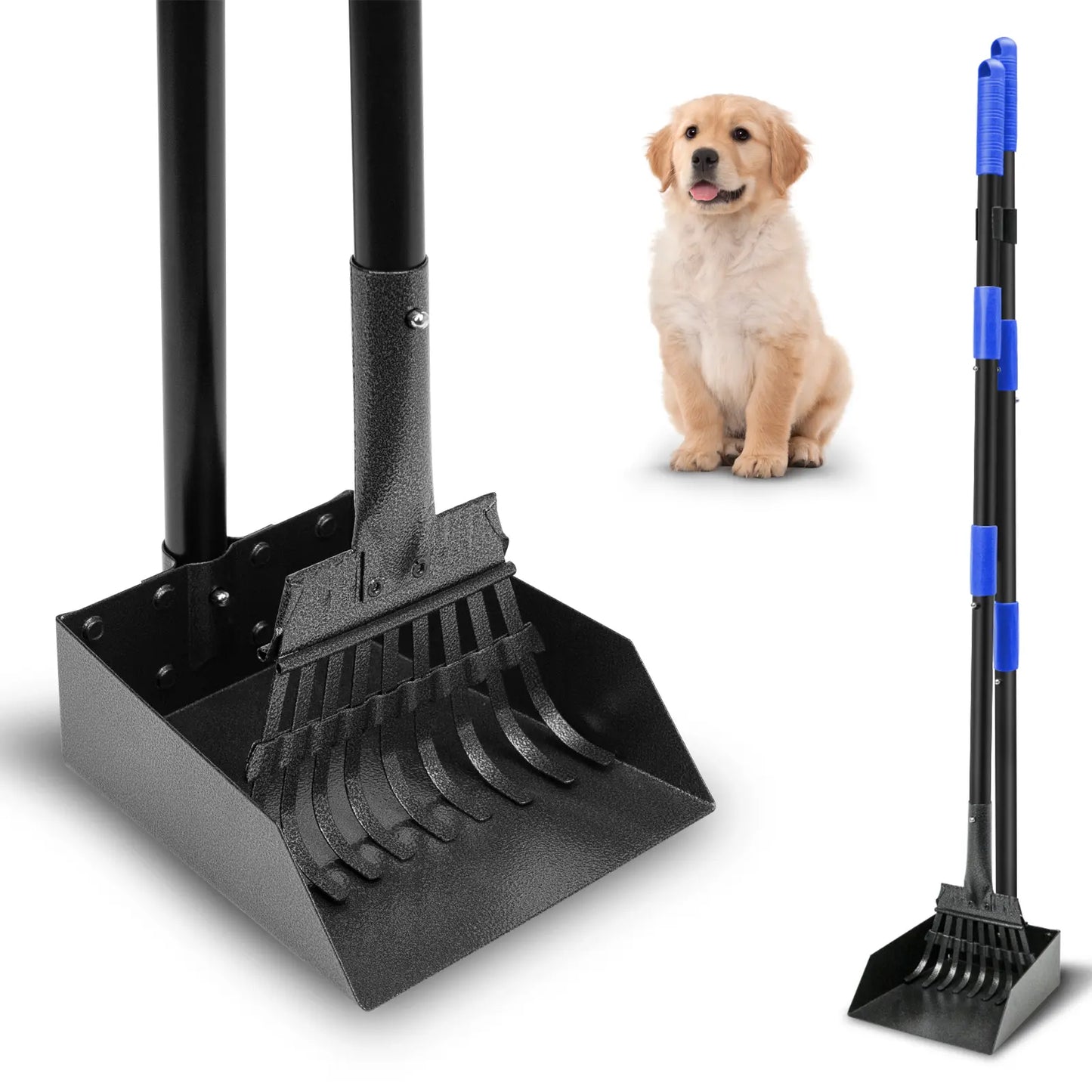 Dog Waste Management Set: Adjustable Stainless Steel Pooper Scooper Tray and Rake for All Dog Sizes