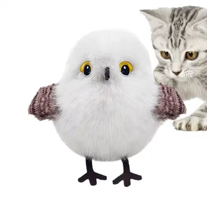 USB Rechargeable Interactive Plush Cat Toy with Flapping and Chirping Functions for Indoor Use