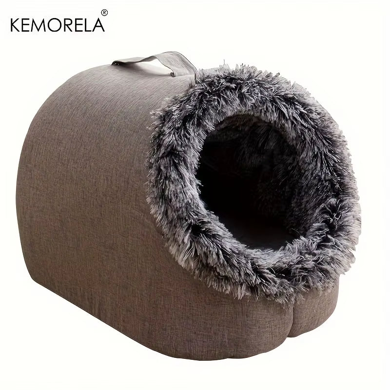 Premium Portable Cat Bed - Luxurious and Insulated Sleeping Solution with Convenient Carry Handle