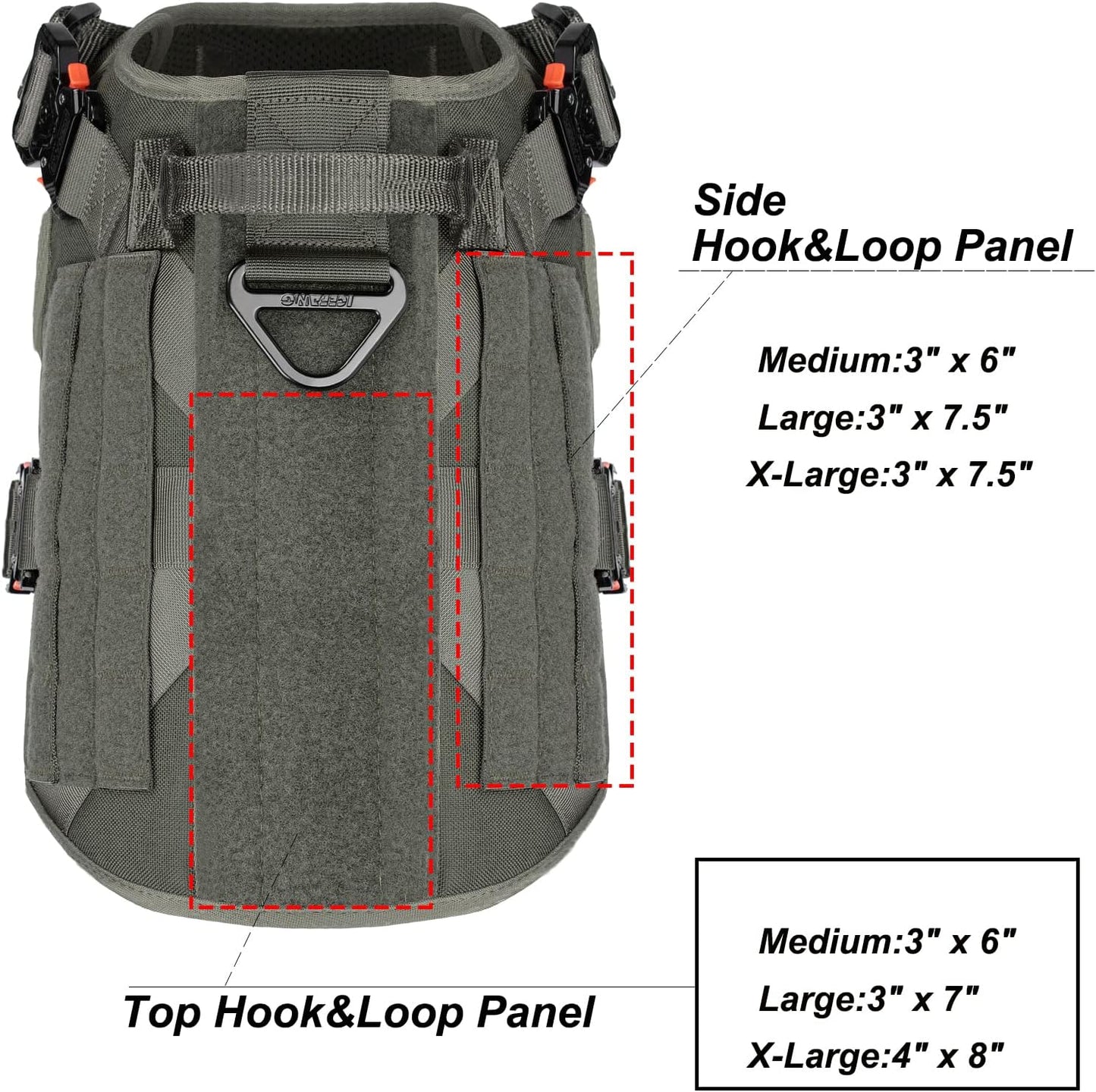 Tactical Dog Harness for Large Breeds - MOLLE K9 Vest with Four Metal Buckles, No-Pull Front Clip, Adjustable Handle, Green (Size L: 28"-35" Chest)
