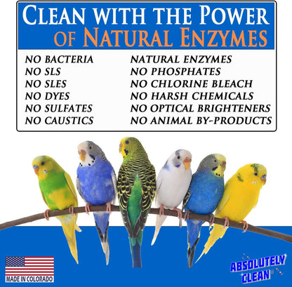 Premium Bird Cage Cleaner and Deodorizer - Effortless Spray and Wipe Application - Effectively Eliminates Bird Waste - Made in the USA - Fragrance-Free Formula (4X Concentrate - 16oz Yields 64oz)