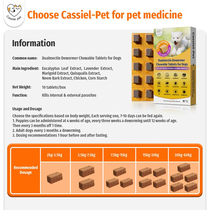 Cassicel-Pet Natural Dog Parasite Support Chews - Herbal Deworming Treats with Chicken Flavor for Digestive, Skin, and Immune Health Support