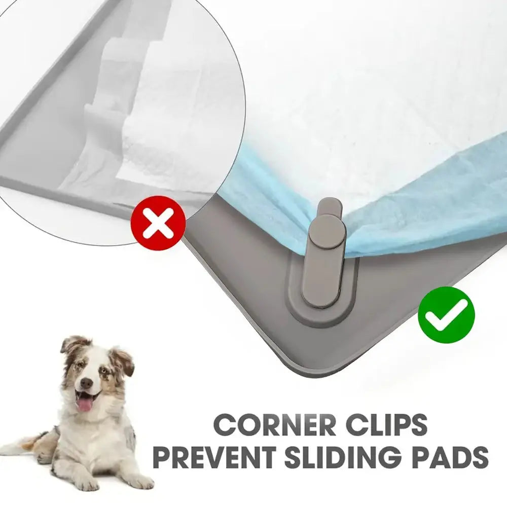 Dog Pee Pad Holder Tray - Fits Up to 36” x 23” Pads for Dogs - Durable Grip, Elevated Edges, and Easy-to-Clean Silicone Surface for Indoor Protection