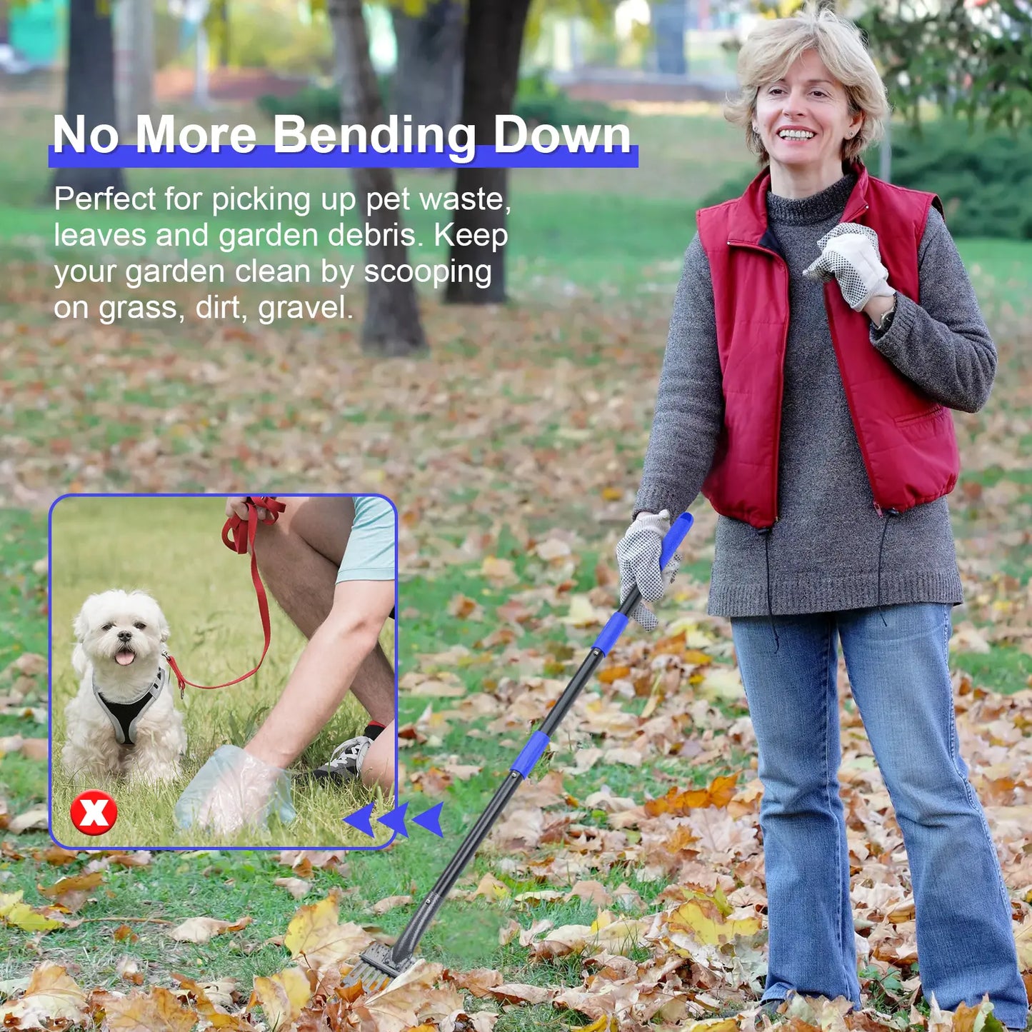 Dog Waste Management Set: Adjustable Stainless Steel Pooper Scooper Tray and Rake for All Dog Sizes