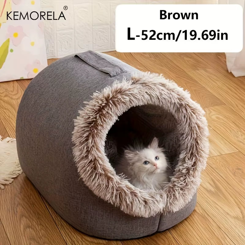 Premium Portable Cat Bed - Luxurious and Insulated Sleeping Solution with Convenient Carry Handle