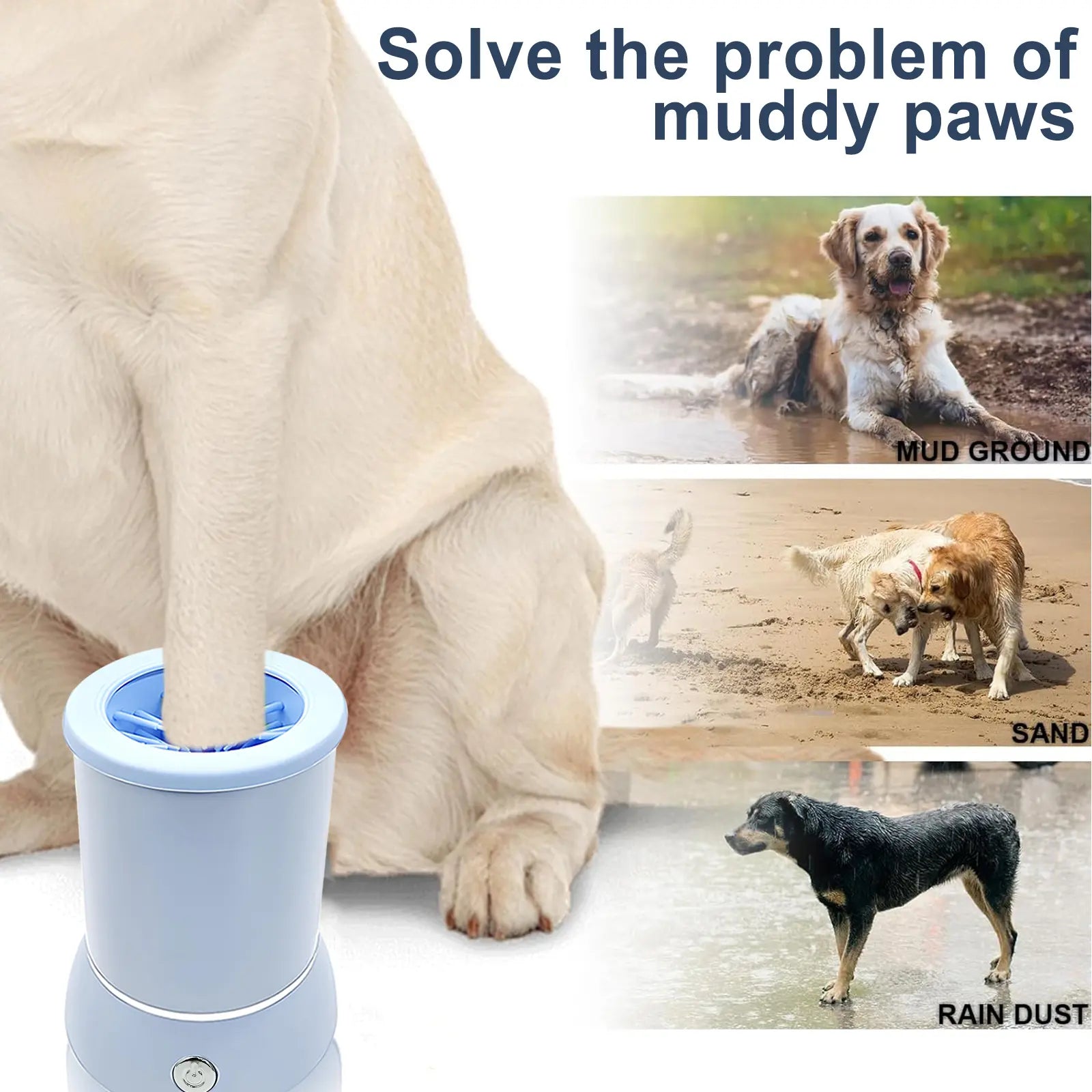 Portable Electric Dog Paw Cleaner and Massager - USB Rechargeable Paw Washing Cup for Small to Medium Dogs with ABS Silicone Bristles and 1500mAh Battery, One-Button Operation Pet Grooming Tool