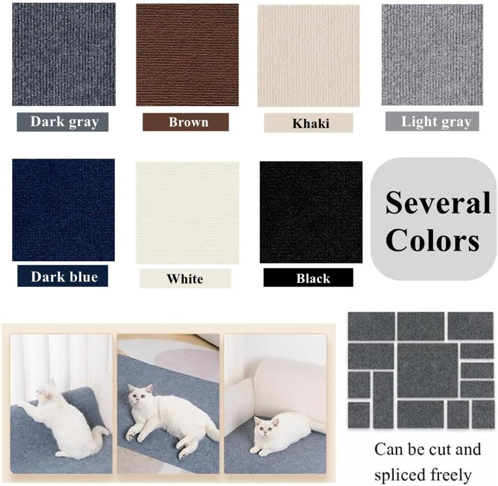 Self-Adhesive Cat Scratch Furniture Protector Mat - Customizable Scratch Pad for Cat Trees, Doors, and Couches (Dark Gray, 11.8 x 23 Inches)