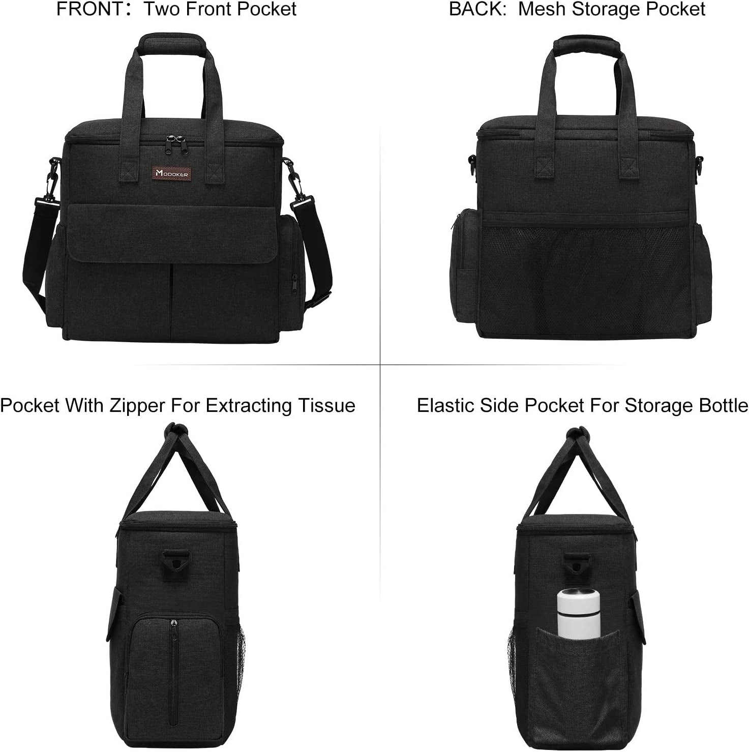 Professional Dog Travel Kit: Comprehensive Weekend Travel Bag with Organizer, Two Collapsible Bowls, and Two Food Containers (Black)