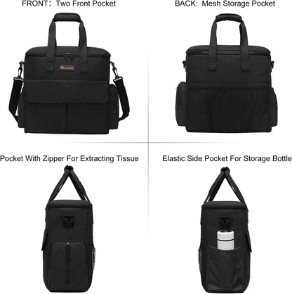 Professional Dog Travel Kit: Comprehensive Weekend Travel Bag with Organizer, Two Collapsible Bowls, and Two Food Containers (Black)