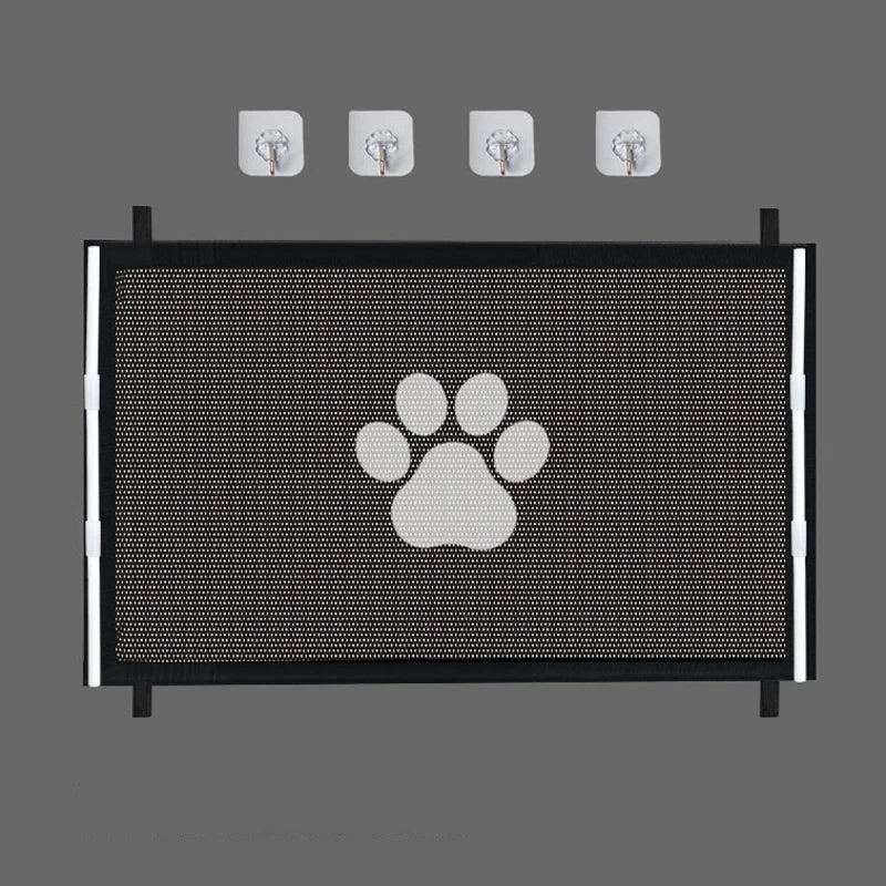 Premium Dog Safety Mesh Gate with 4 Hooks - Indoor and Outdoor Pet Enclosure Solution