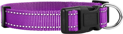 Adjustable Reflective Dog Collar in Vibrant Colors for Enhanced Night Safety, Suitable for Small, Medium, and Large Pets (Small, Purple)