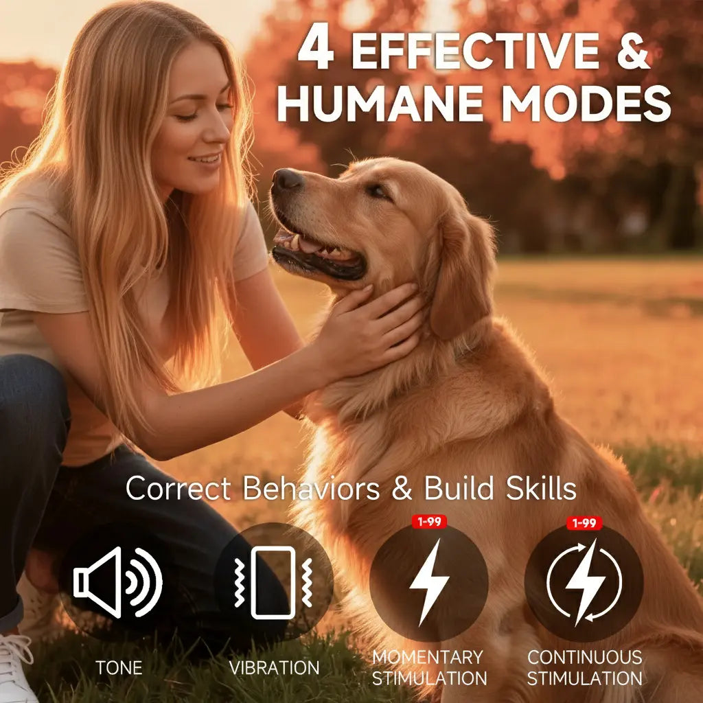SOONCEJA 5280FT Remote Dog Training Collar - Waterproof Rechargeable E-Collar with 2 Stimulation Modes, Vibration, Tone, Night Light, and Pocket Clip for Medium to Large Dogs