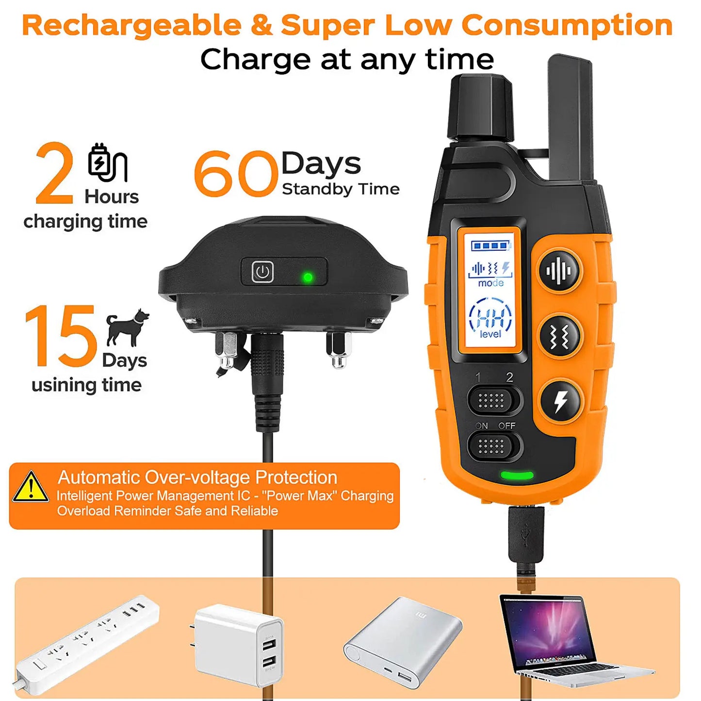 Professional Dog Training Collars with Remote Control, 3300Ft Range, Adjustable Nylon Strap, Multiple Training Modes (Beep, Vibration, Safe Shock), Rechargeable and Waterproof, Suitable for Dogs Weighing 5-150 lbs