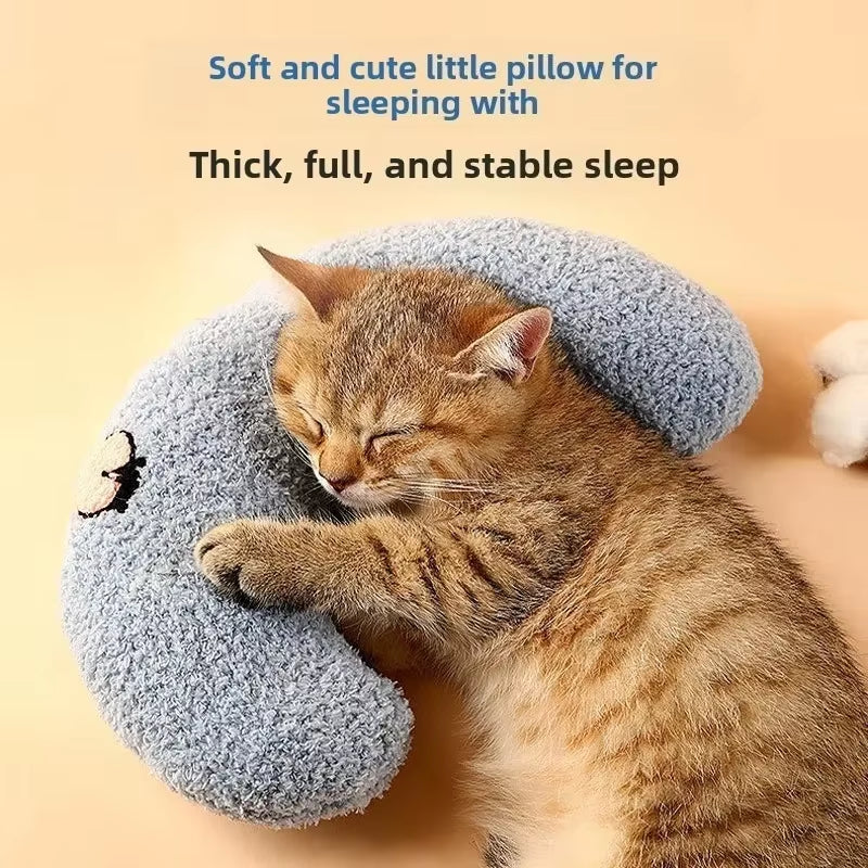 Premium U-Shaped Pet Pillow for Cats and Dogs - Plush, Thick-Filled, Cervical Support, Hypoallergenic, and Washable for Improved Sleep Quality