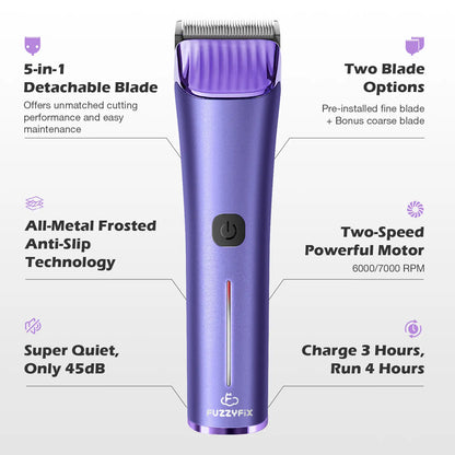 Nova Fuzzyfix Professional Dog Grooming Clipper with Replacement Blade - 5-in-1 Adjustable Cordless Pet Grooming Kit, 2-Speed Rechargeable Trimmer with Detachable Metal Guide Combs for Dogs and Horses