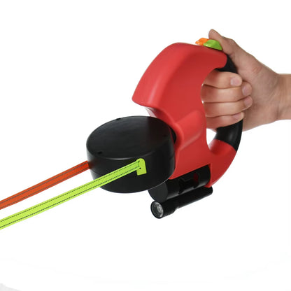 3M Reflective Retractable Dog Leash for Small Breeds with 360° Swivel, Tangle-Free Dual Walking Capability and Integrated Lighting System