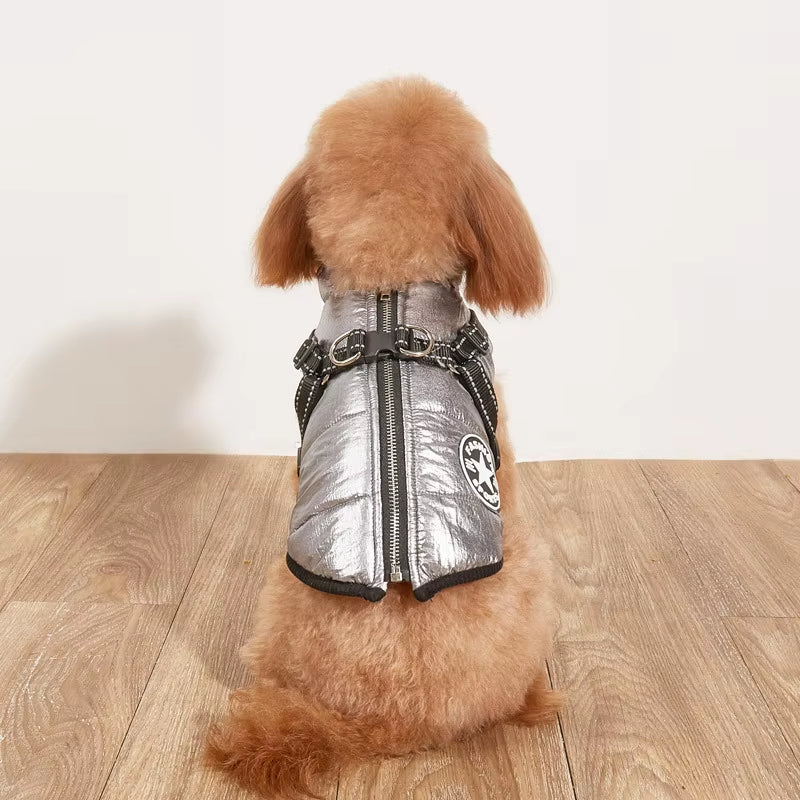 Premium Waterproof Winter Dog Jacket with Integrated Harness for Large Breeds, Ideal for Labradors, Chihuahuas, and French Bulldogs