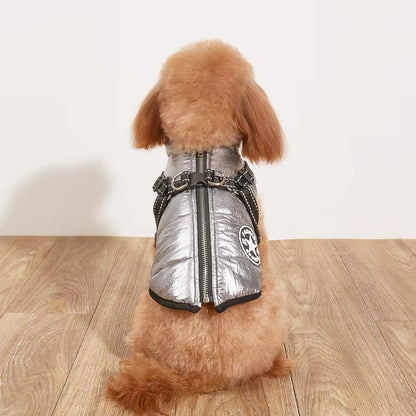 Premium Waterproof Winter Dog Jacket with Integrated Harness for Large Breeds, Ideal for Labradors, Chihuahuas, and French Bulldogs