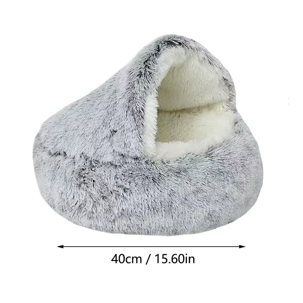 Winter Plush Round Pet Bed - Cozy Nesting Cushion for Small Dogs and Cats