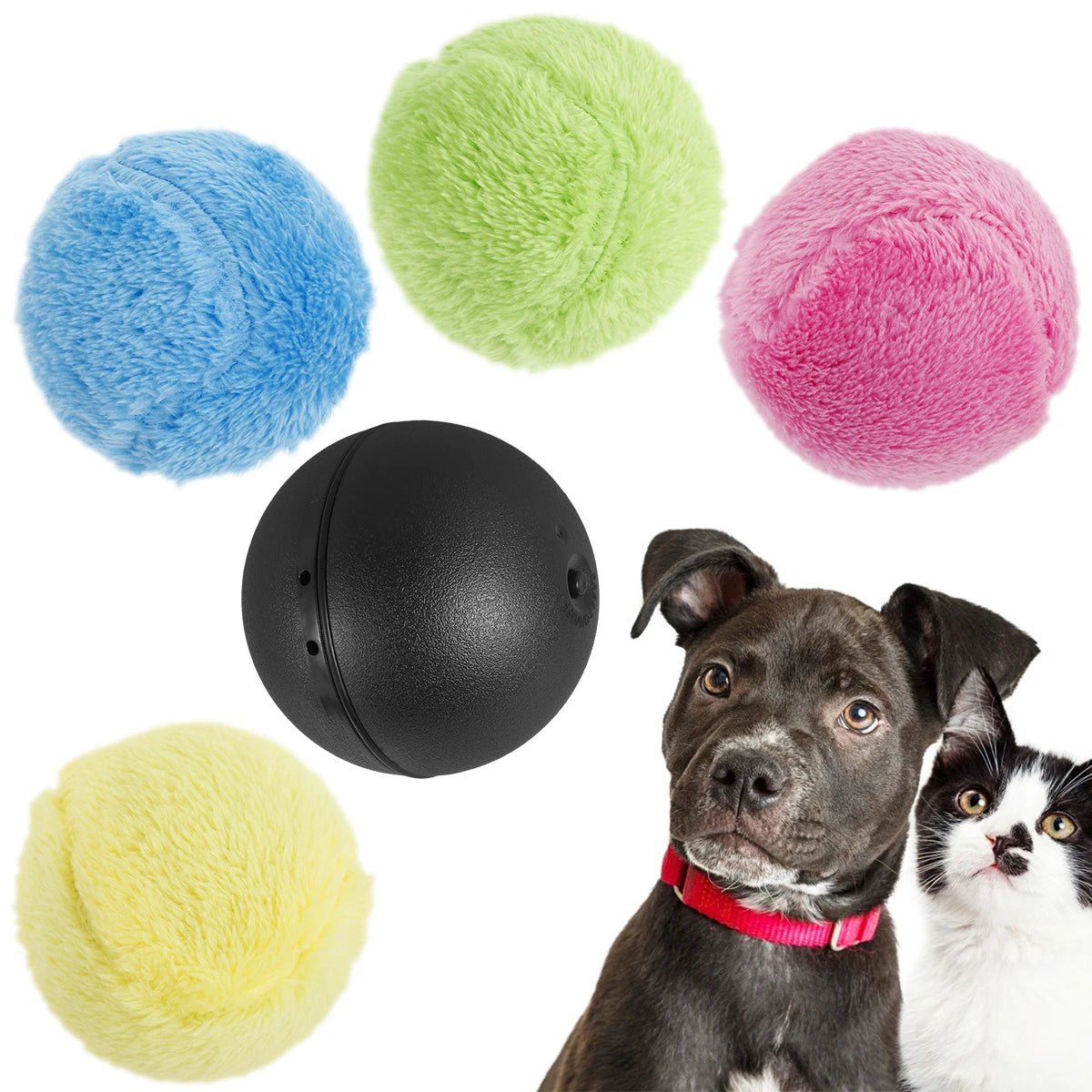 Interactive Electric Rolling Ball Toy for Cats - Plush Squeaky Balls for Indoor Playtime