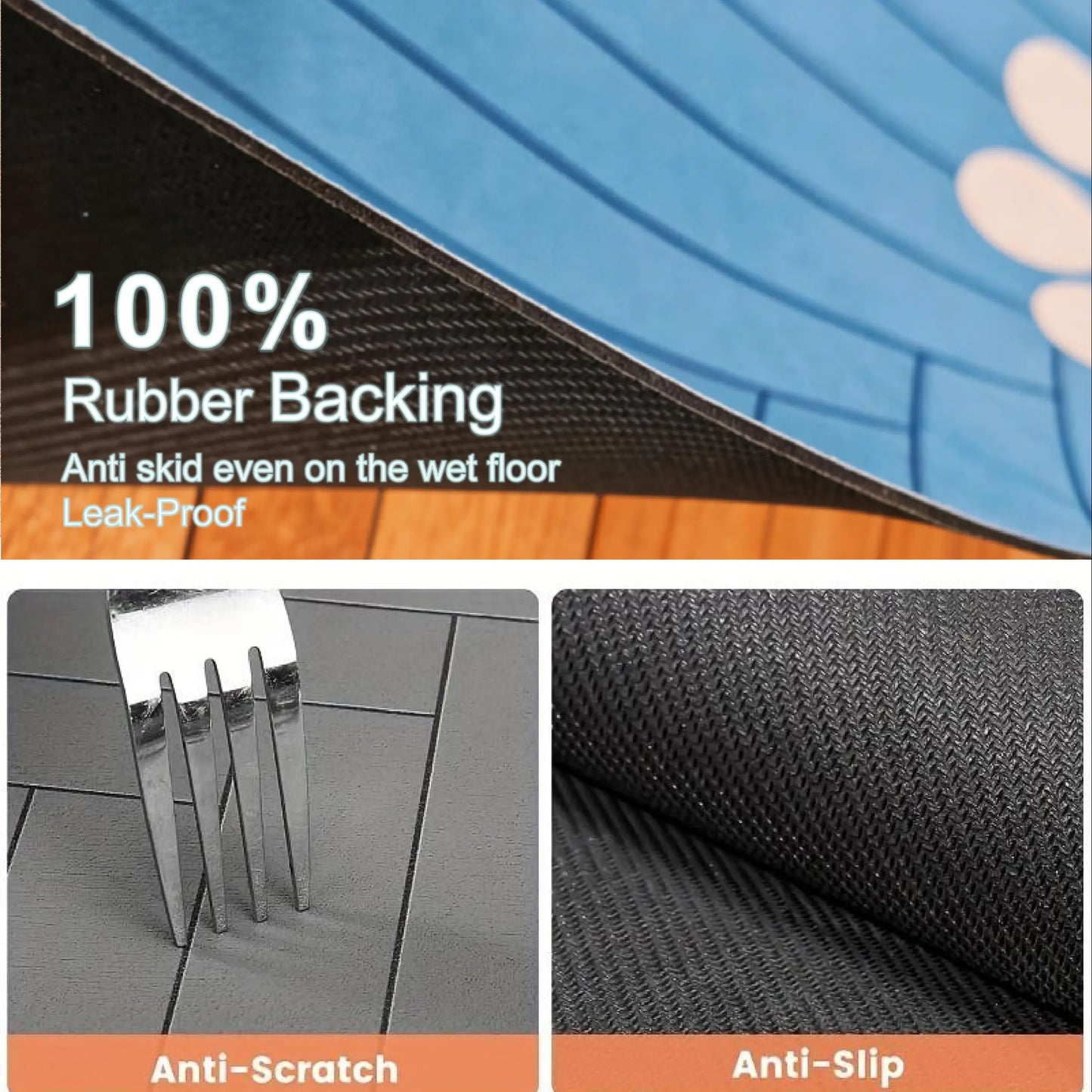 Quick-Drying Absorbent Pet Feeding Mat for Dogs and Cats with Non-Slip Rubber Base and Dark Polyester Surface for Indoor Use