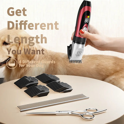 KALHELA Professional Dog Clippers with Low Noise Technology and LCD Digital Display - Rechargeable Cordless Grooming Kit for Small and Large Dogs and Cats