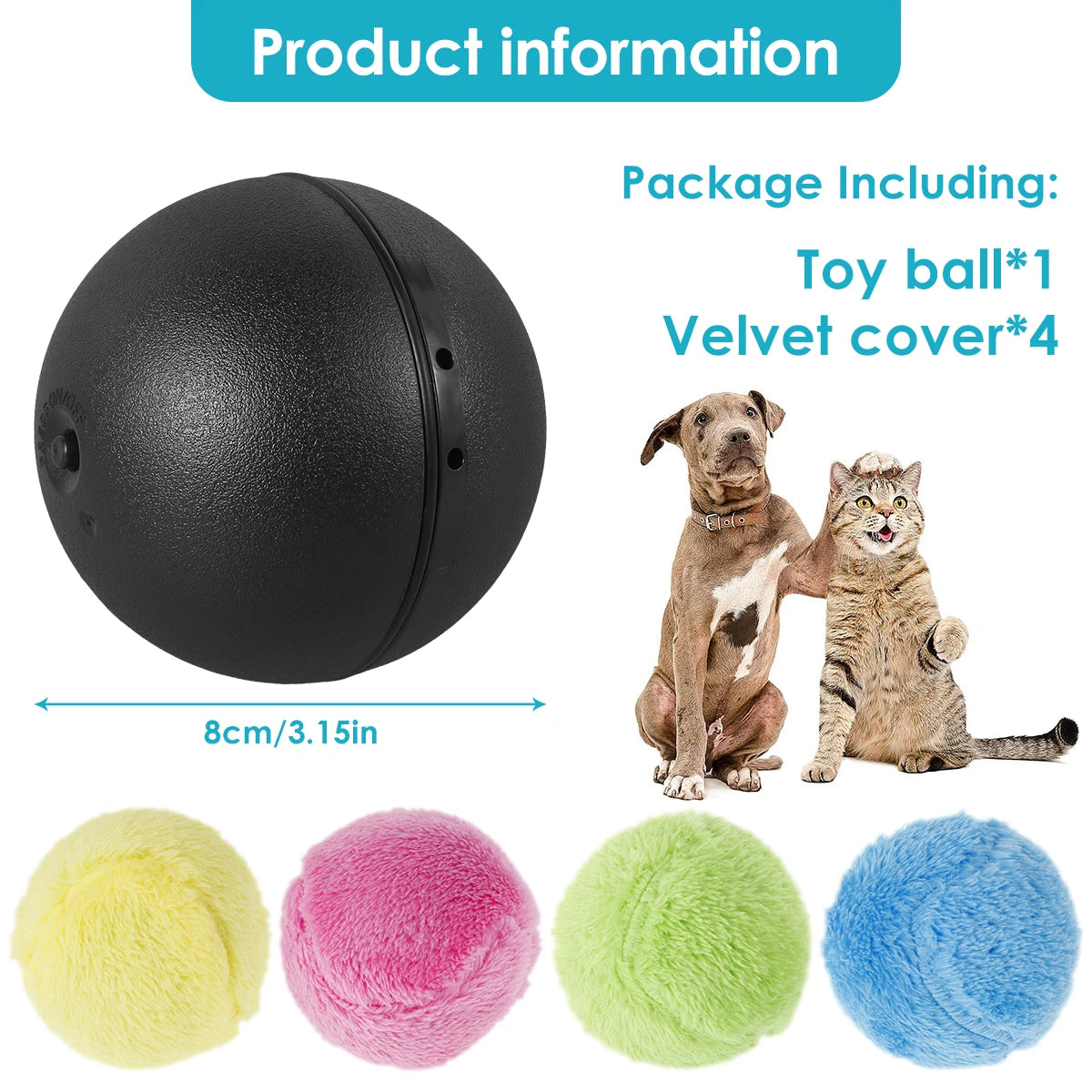 Interactive Electric Rolling Ball Toy for Cats - Plush Squeaky Balls for Indoor Playtime