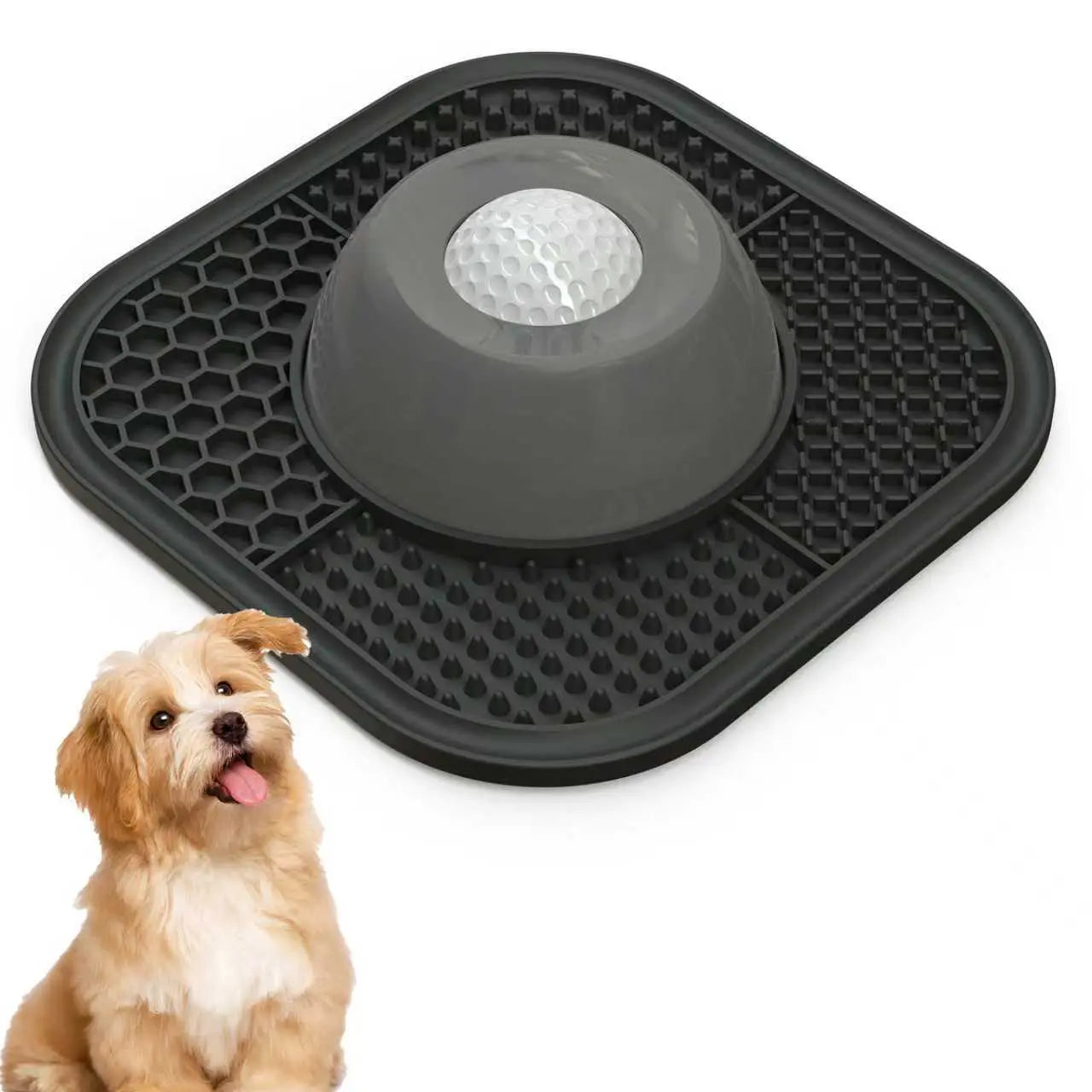 Pawlove Anti-Slip Slow Feeder Dog Bowl for Liquid Treats with Entertained Ball-In, Bone Broth Lick Bowl, 3/4 Cup Yogurt Lick Toy for Dogs of All Breeds - Ideal for Dietary Supplements and Post-Operative Nutrition