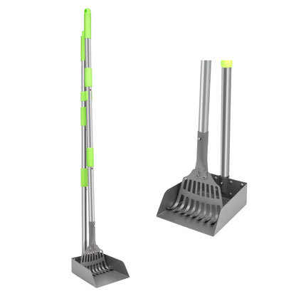 Dog Waste Management Set: Adjustable Stainless Steel Pooper Scooper Tray and Rake for All Dog Sizes