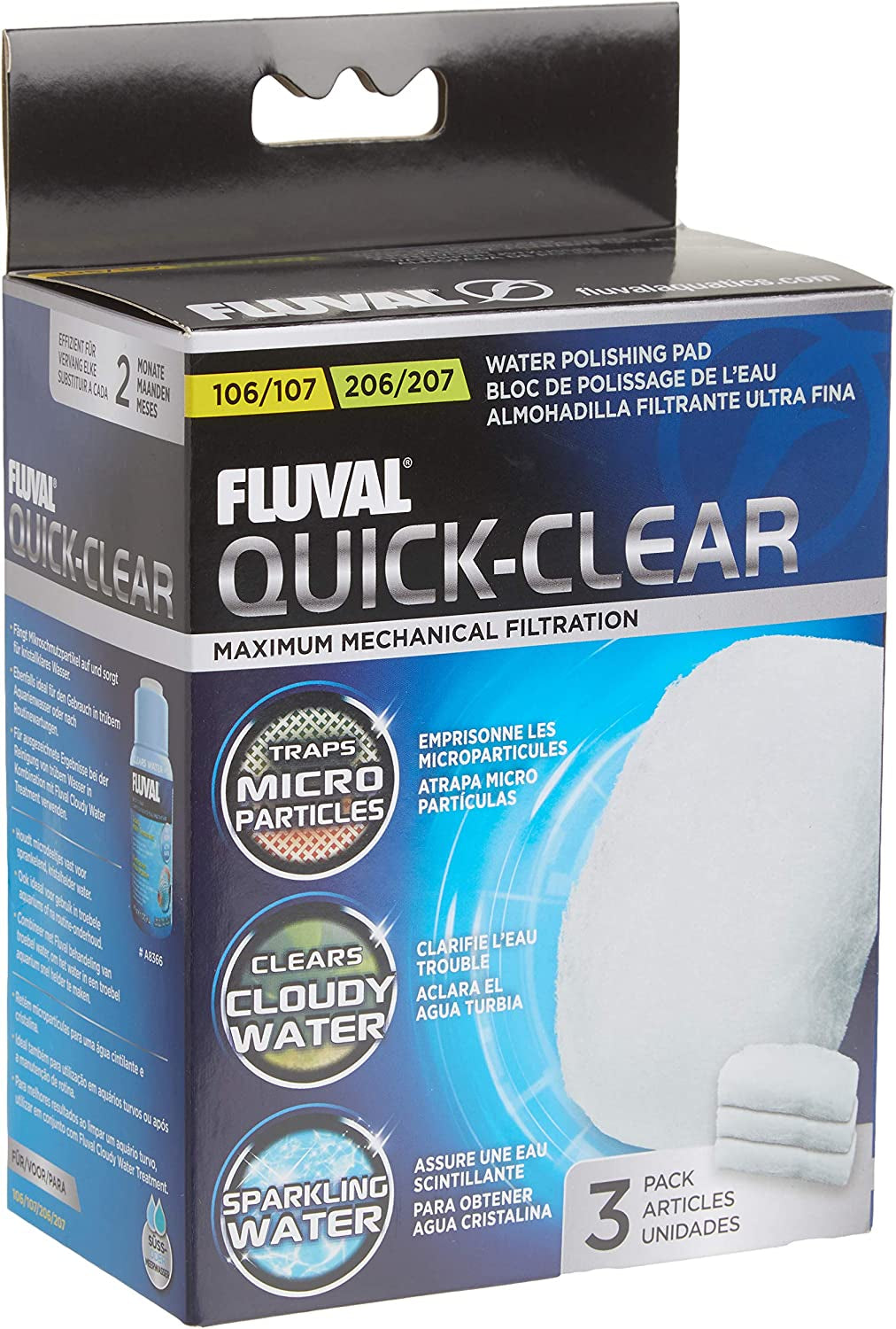 Quick-Clear Water Polishing Pads - Mechanical Filtration Media for Aquariums, Set of 3, Model A242