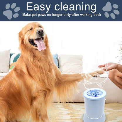 Portable Electric Dog Paw Cleaner and Massager - USB Rechargeable Paw Washing Cup for Small to Medium Dogs with ABS Silicone Bristles and 1500mAh Battery, One-Button Operation Pet Grooming Tool