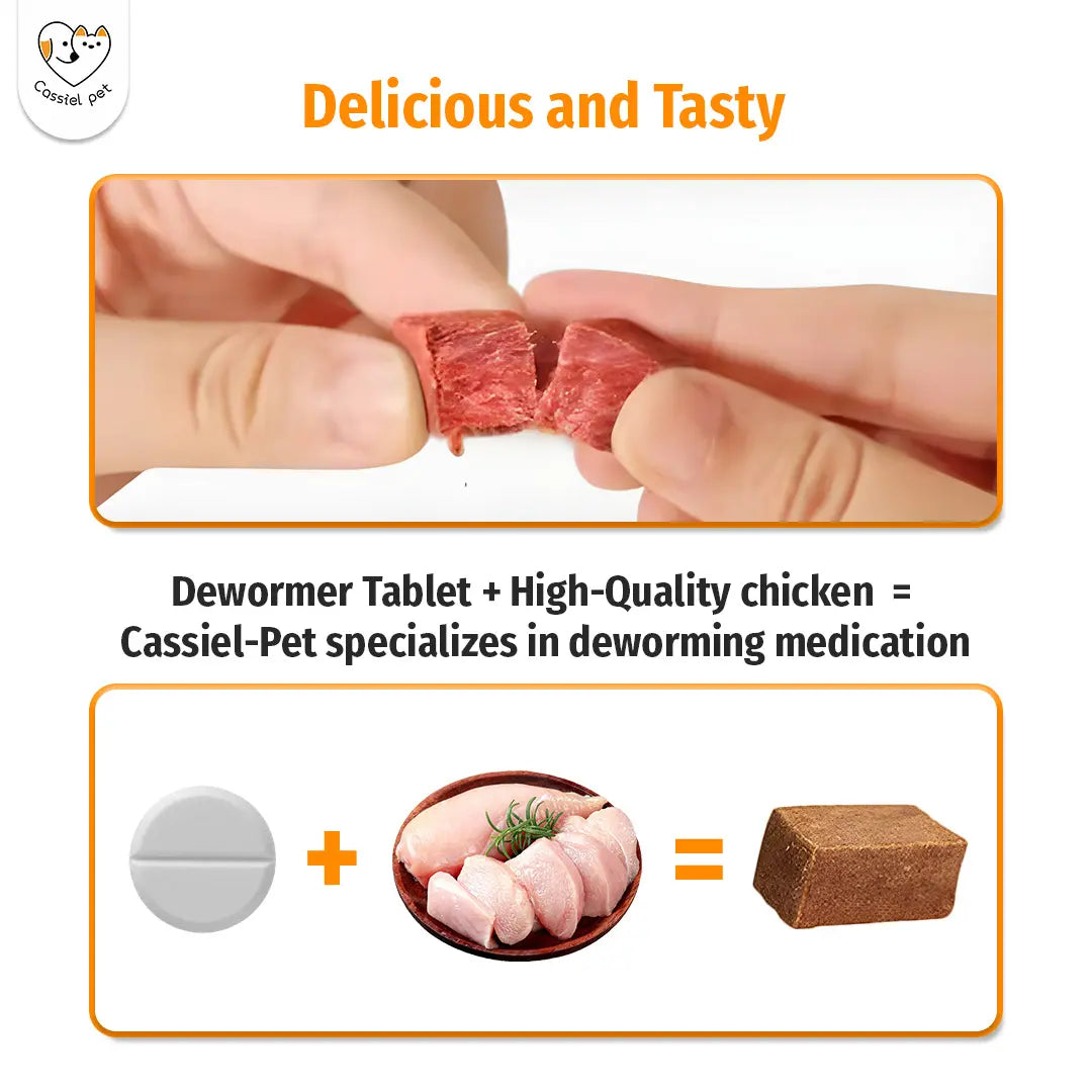Cassicel-Pet Natural Dog Parasite Support Chews - Herbal Deworming Treats with Chicken Flavor for Digestive, Skin, and Immune Health Support