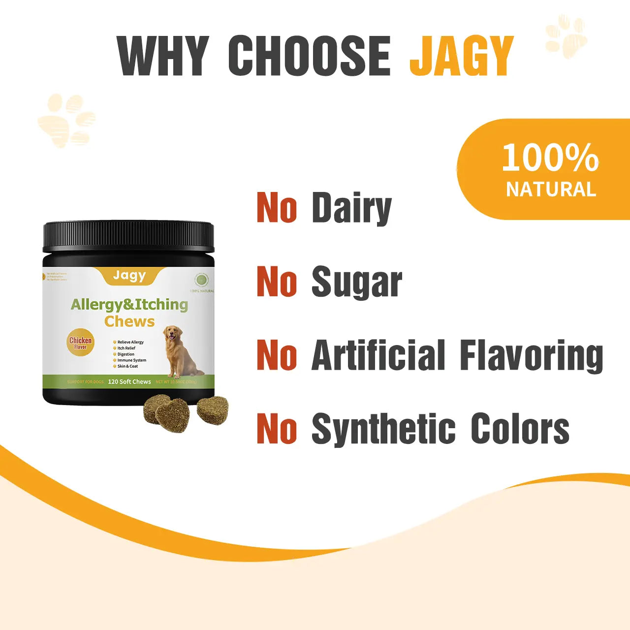 Jagy Omega-3 Allergy Relief Chews for Dogs - 120 Natural Fish Oil Treats for Itchy Skin, Hot Spots, and Shedding with Advanced Skin & Coat Vitamins for Optimal Pet Health