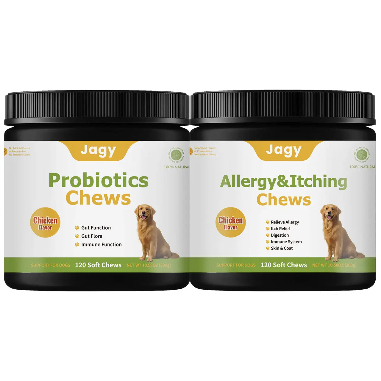 Jagy Omega-3 Allergy Relief Chews for Dogs - 120 Natural Fish Oil Treats for Itchy Skin, Hot Spots, and Shedding with Advanced Skin & Coat Vitamins for Optimal Pet Health