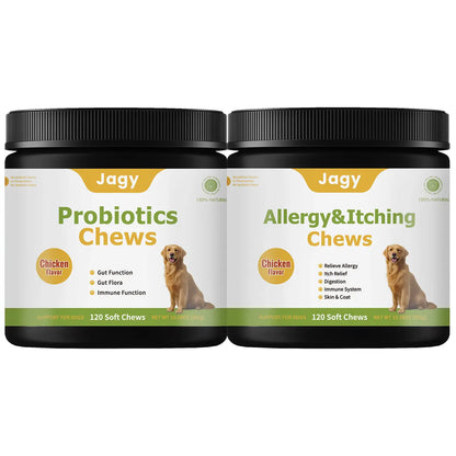Jagy Omega-3 Allergy Relief Chews for Dogs - 120 Natural Fish Oil Treats for Itchy Skin, Hot Spots, and Shedding with Advanced Skin & Coat Vitamins for Optimal Pet Health